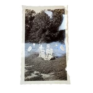 Vtg Pretty Young Lady Garden Ornaments Original Monochrome Photography Found